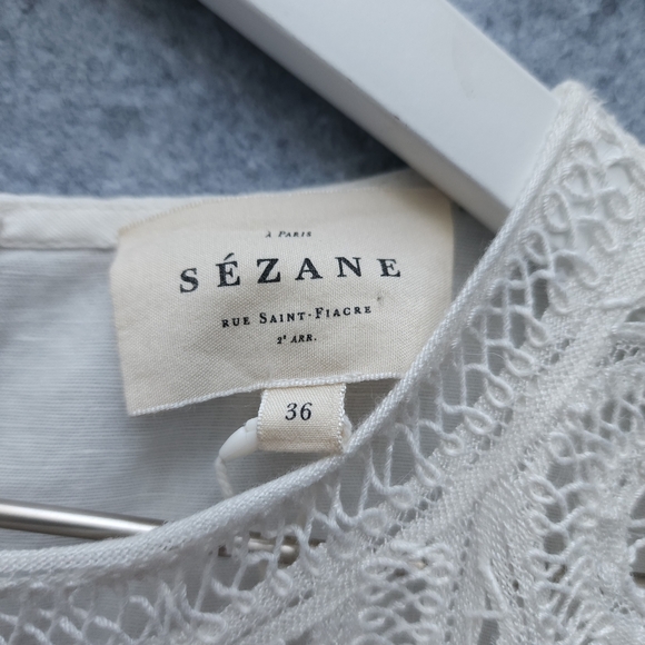 Sezane Ursula Crochet Midi Dress In Ecru - Picture 7 of 12